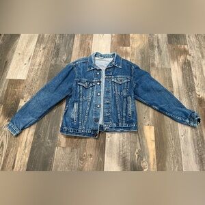 Steel Denim Jean Jacket Mens 42 Blue Indigo Made in USA Vintage Trucker